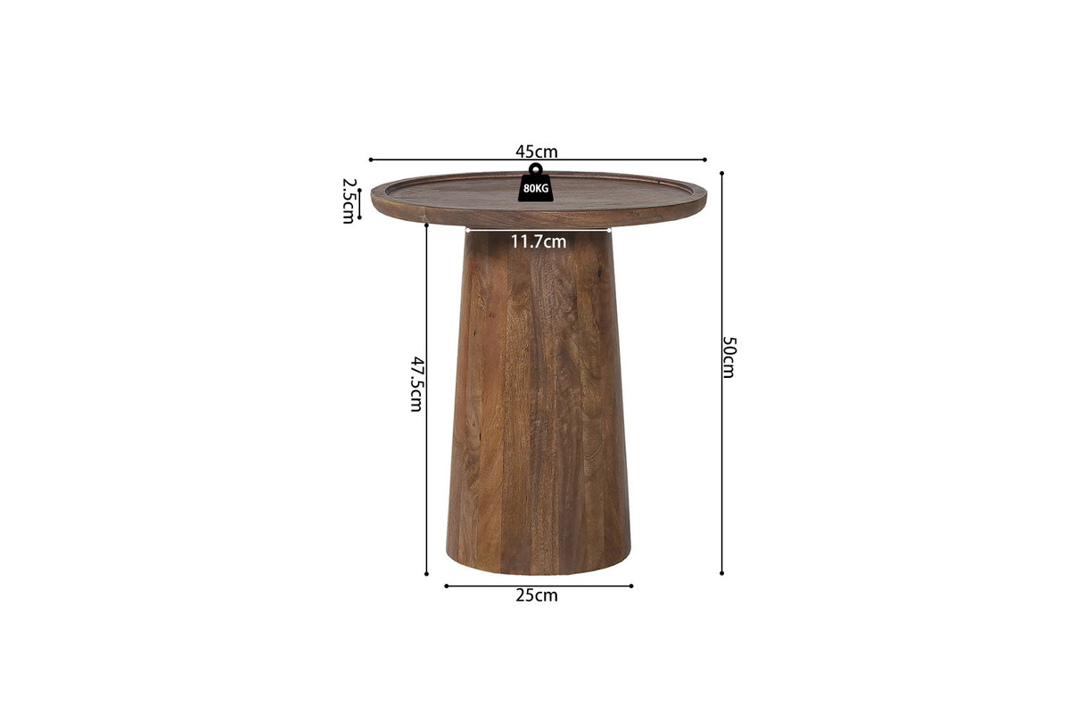 Rousseau - Salontafel Jules 45x50 cm Rond Mango hout Lichtbruin - 50x45x45 cm