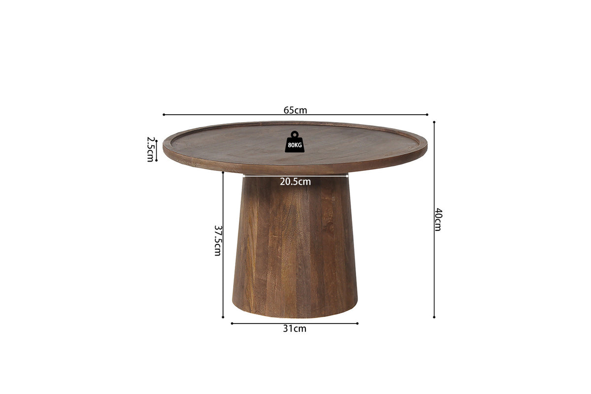 Rousseau - Table basse Jules 65x40 cm Ronde Manguier Marron clair - 40x65x65 cm