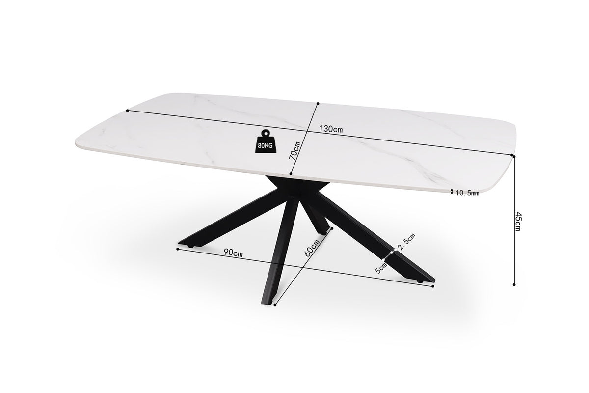 Rousseau - Salontafel Apollo 130 cm Deens Ovaal Steen Wit - 45x130x70cm