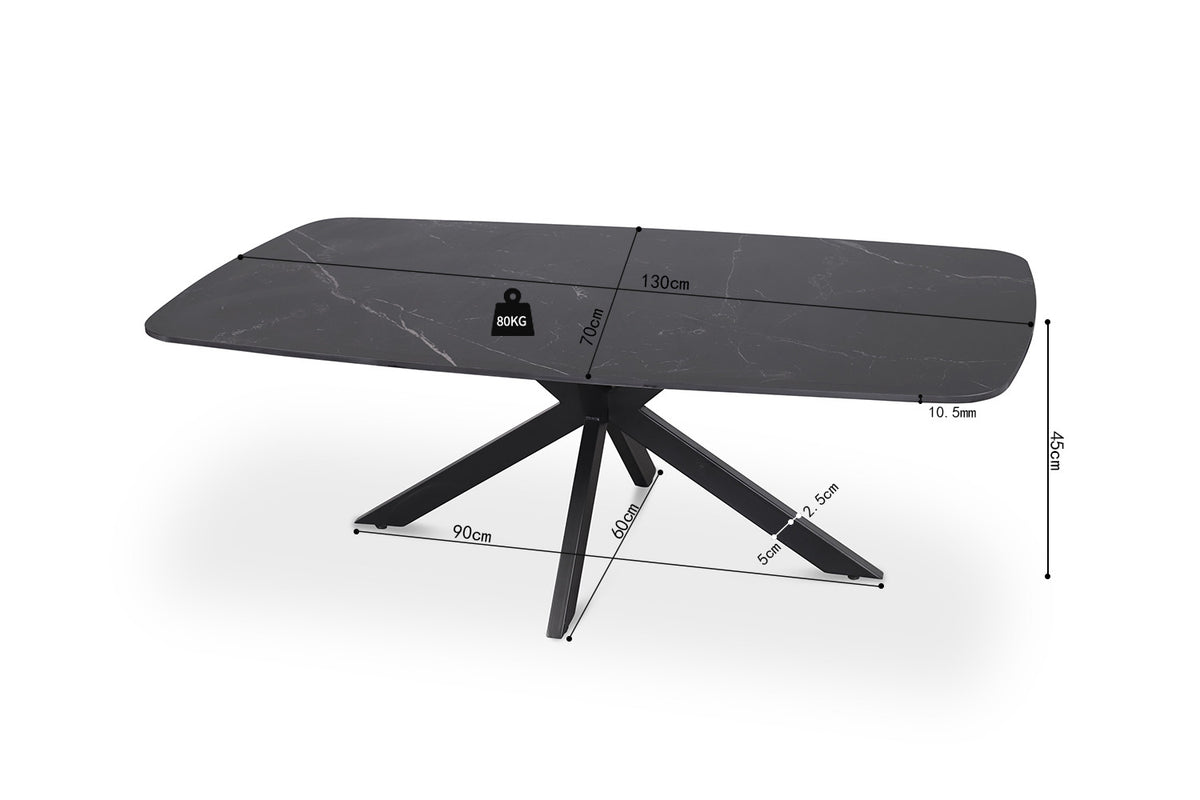Rousseau - Salontafel Apollo 130 cm Deens Ovaal Steen Zwart - 45x130x70cm