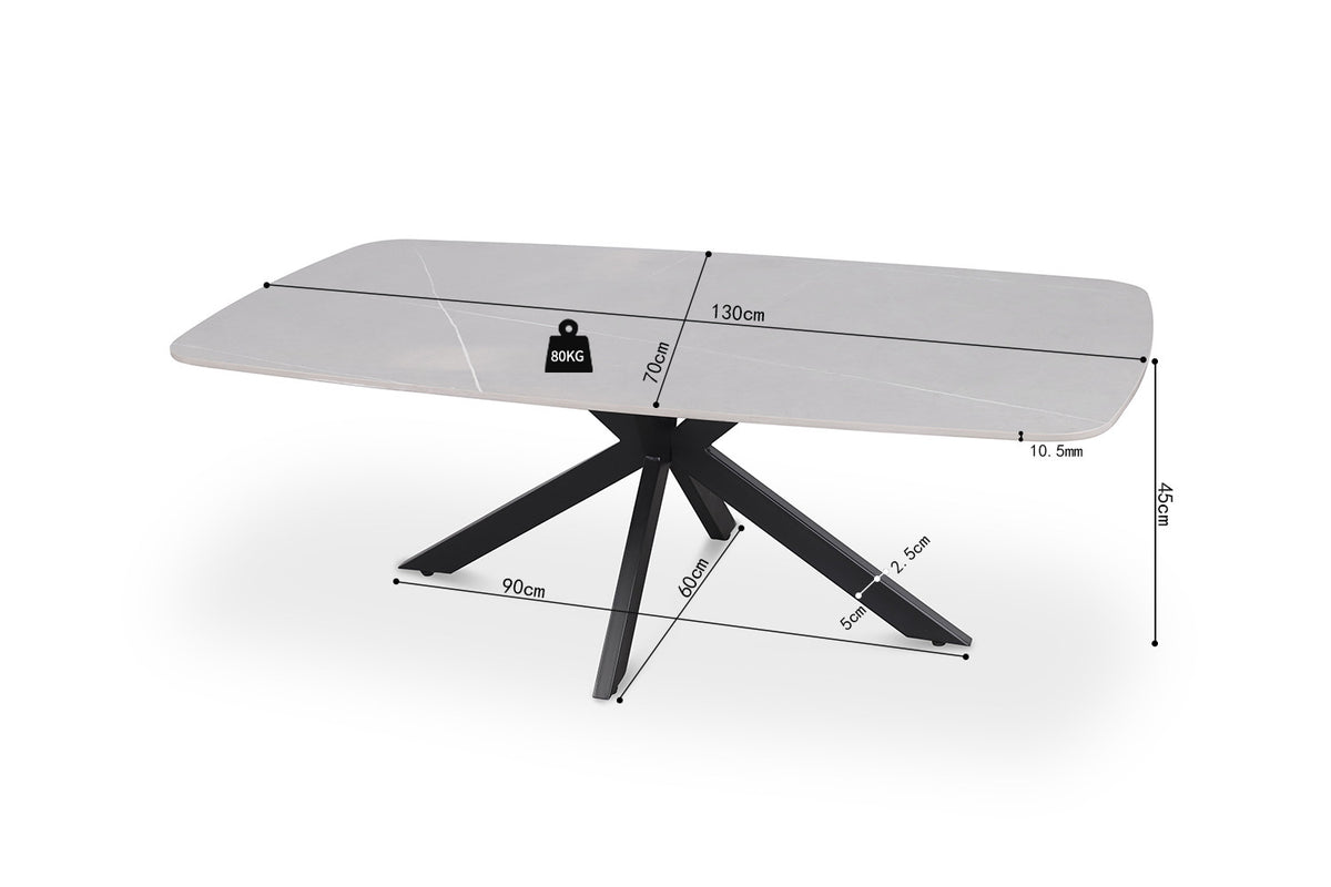 Rousseau - Salontafel Apollo 130 cm Deens Ovaal Steen Grijs - 45x130x70cm