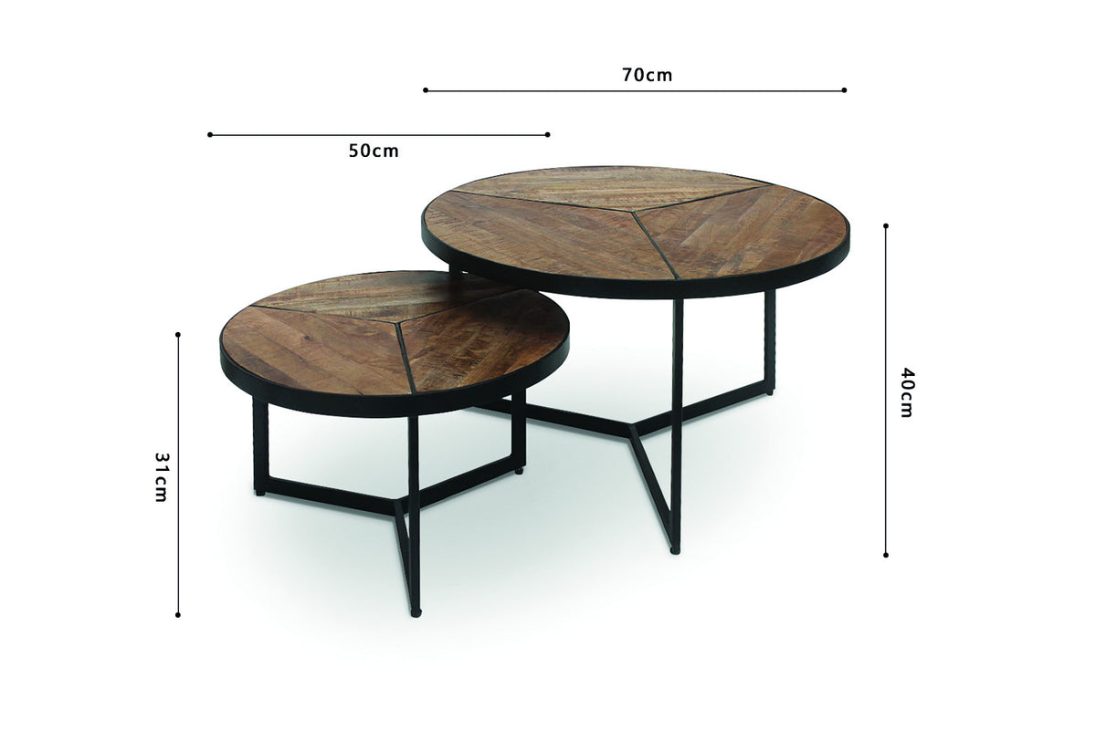 Rousseau - Table basse Laveu 2 pièces en manguier - 40x70x70cm