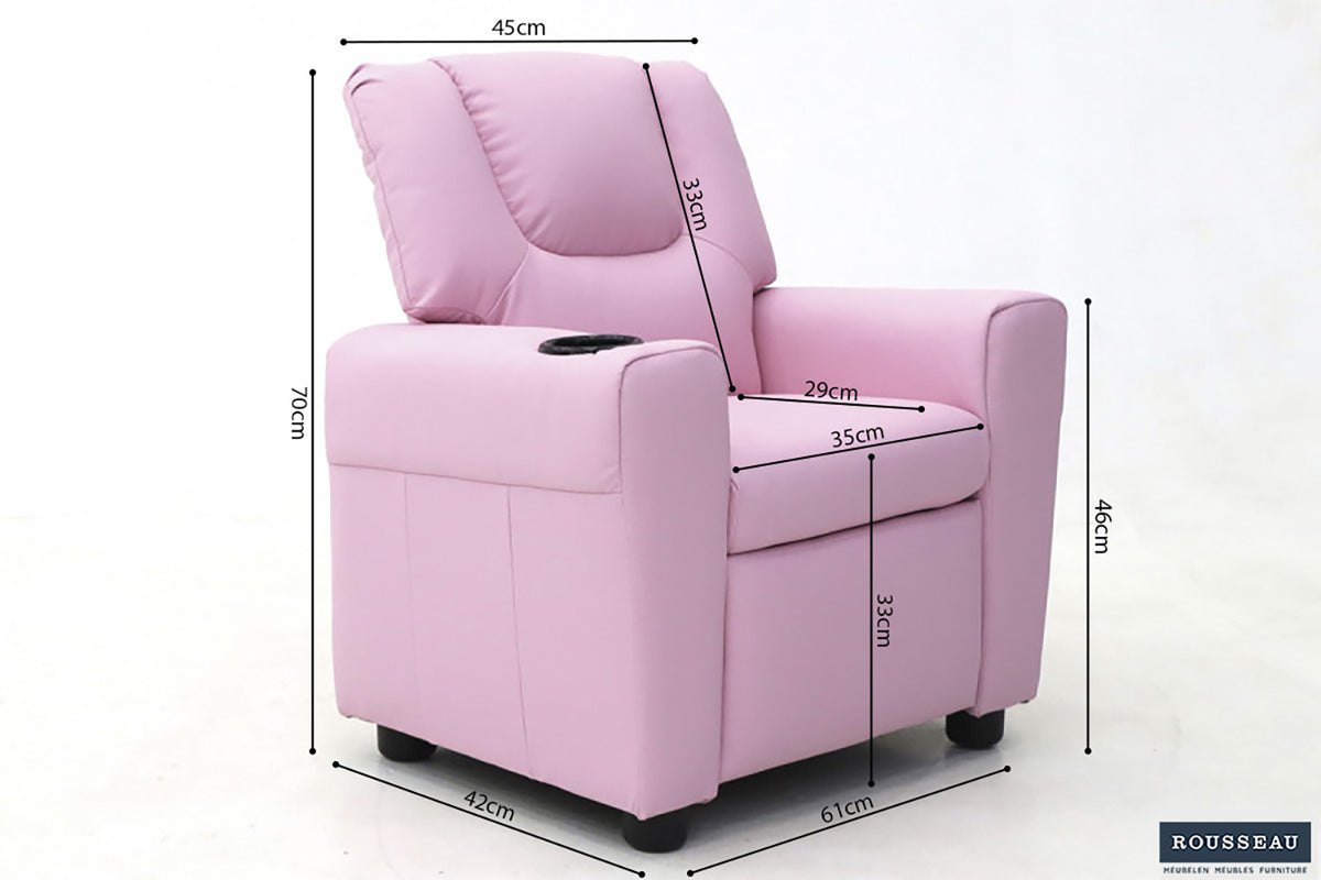 Rousseau - Mini-Relax Rene - manueel verstelbaar PU Roze - 65x97x42 cm
