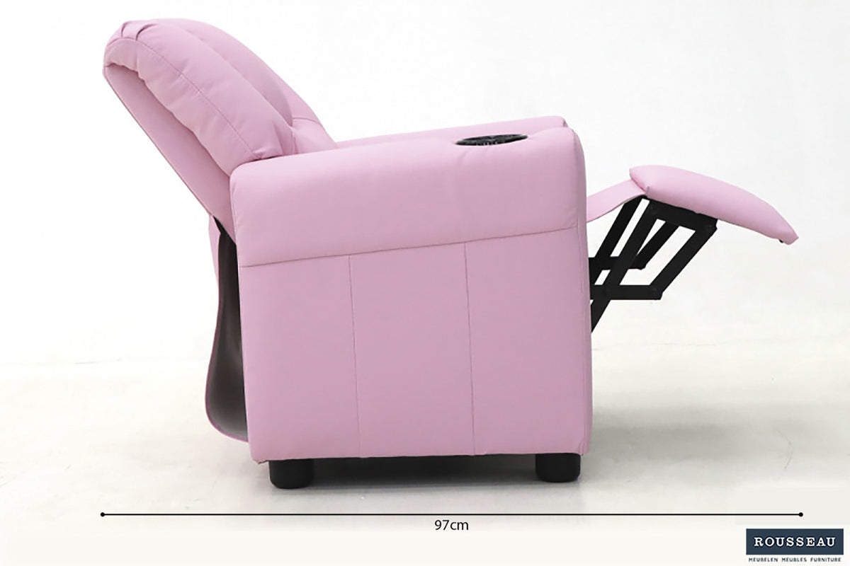 Rousseau - Mini-Relax Rene - manueel verstelbaar PU Roze - 65x97x42 cm