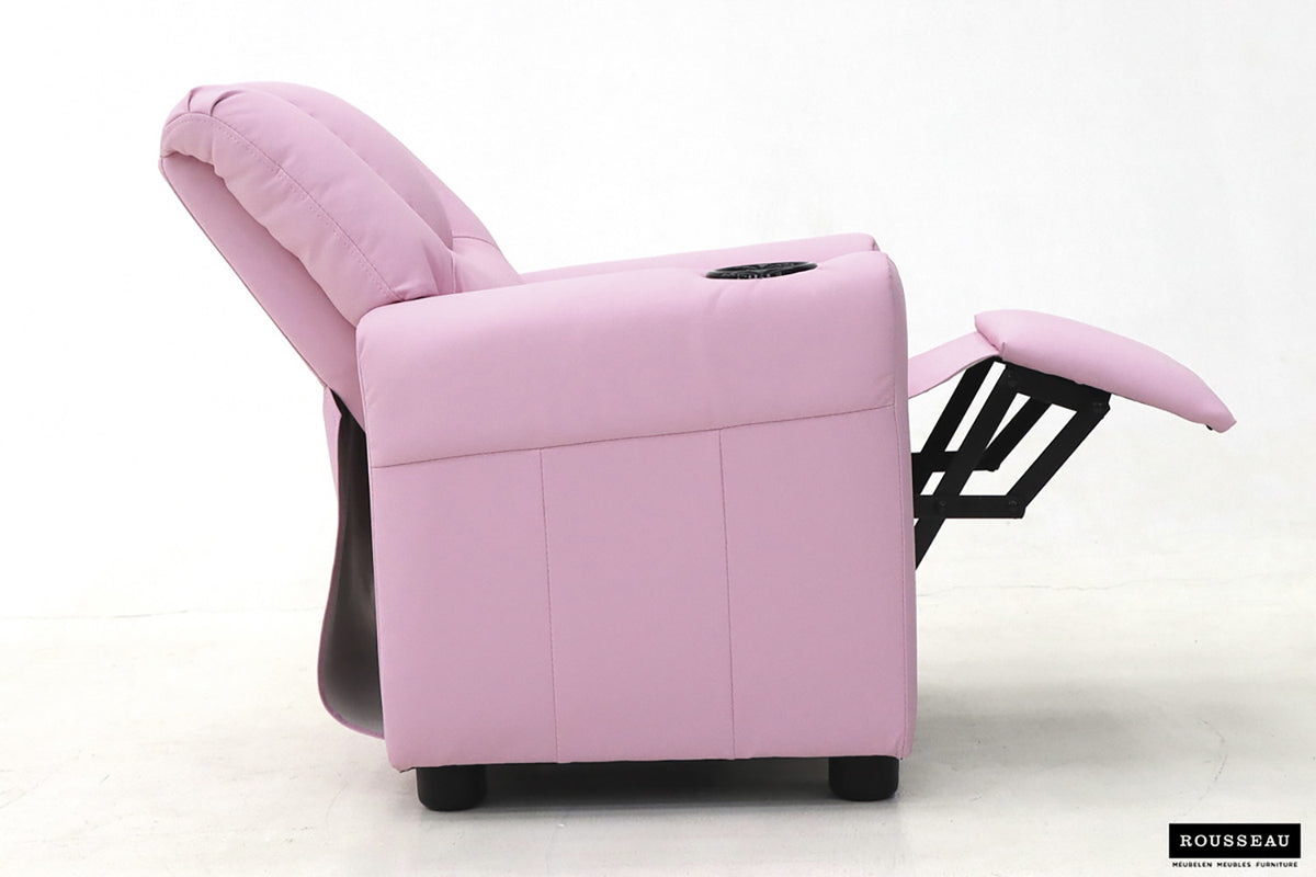 Rousseau - Mini-Relax Rene - manueel verstelbaar PU Roze - 65x97x42 cm