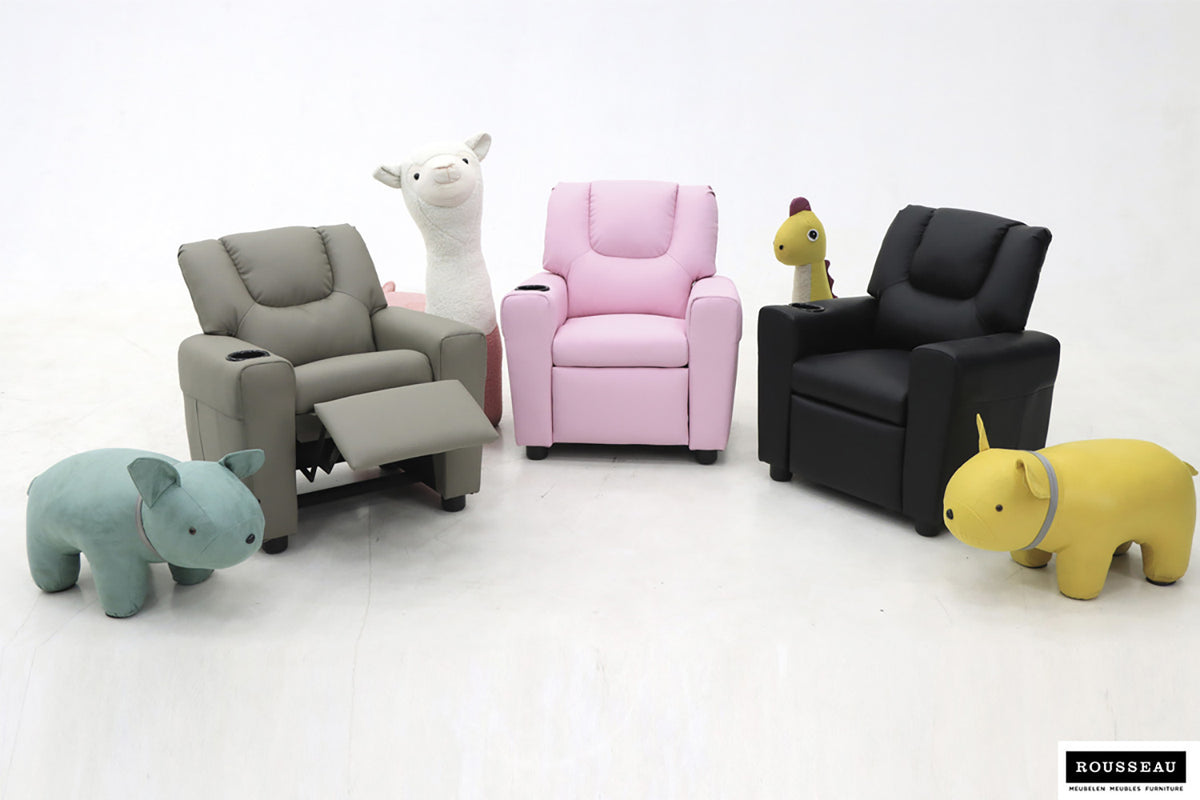 Rousseau - Mini-Relax Rene - manueel verstelbaar PU Roze - 65x97x42 cm