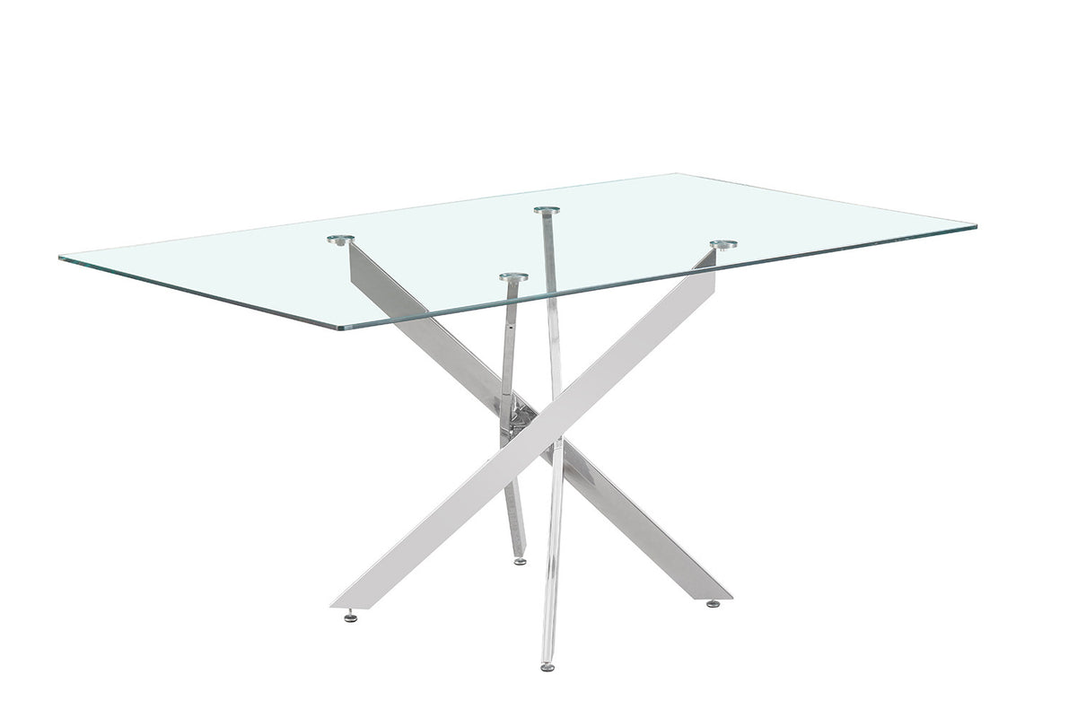 Rousseau - Tafel Lasi 160 cm Glas, Poten Chroom - 75x160x90 cm