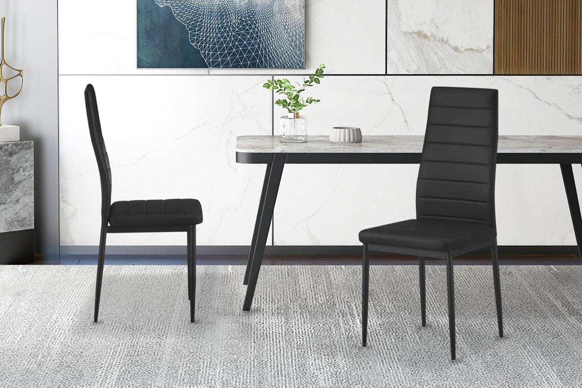 Rousseau - Set van 4 stoelen Cato/Kenzo - PU Zwart - 96x41x48 cm