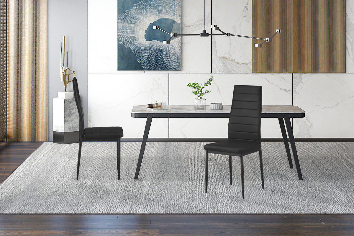 Rousseau - Lot de 4 chaises Cato/Kenzo - PU Noir - 96x41x48 cm