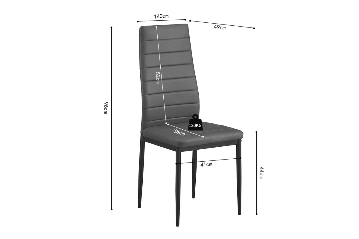 Rousseau - Set van 4 stoelen Cato/Kenzo - PU Grijs - 96x41x48 cm