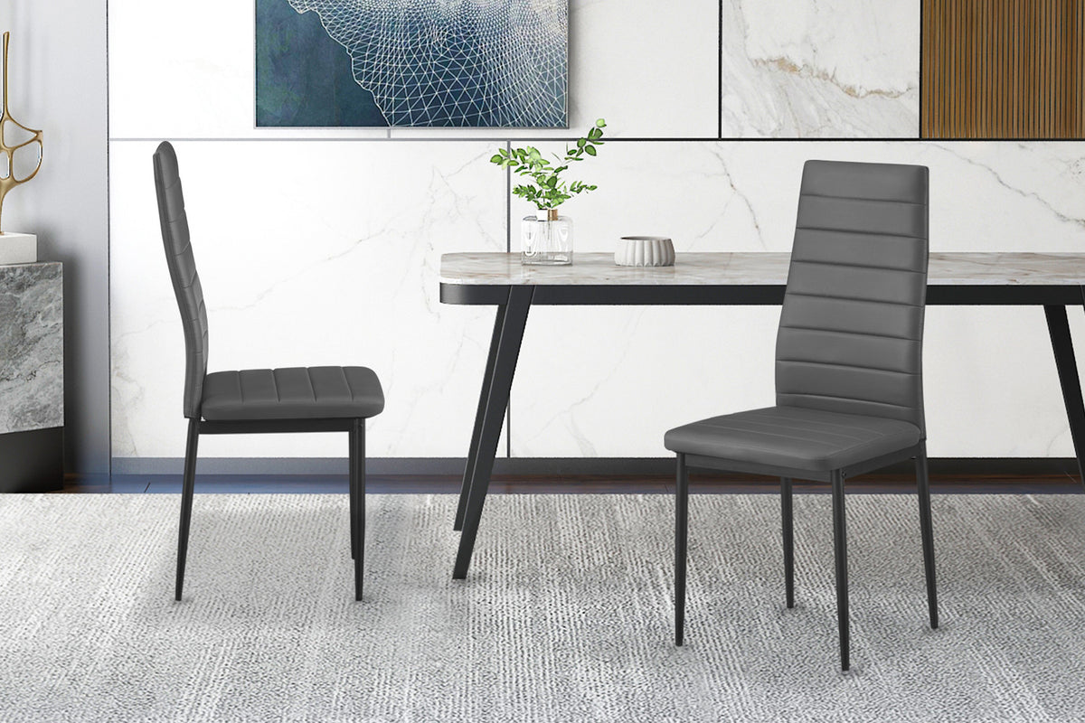 Rousseau - Set van 4 stoelen Cato/Kenzo - PU Grijs - 96x41x48 cm