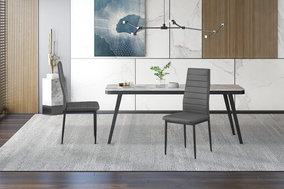 Rousseau - Set van 4 stoelen Cato/Kenzo - PU Grijs - 96x41x48 cm