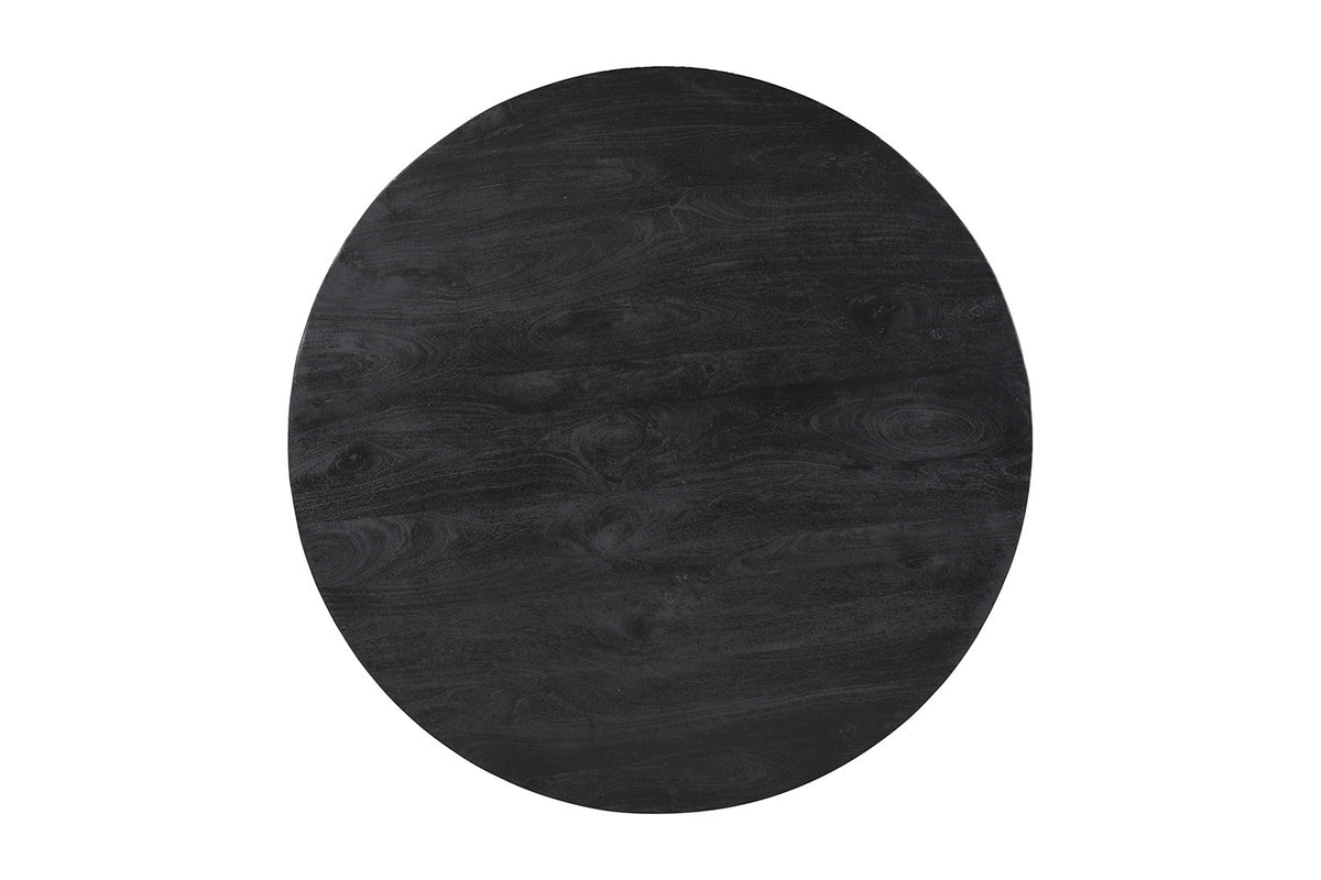 Rousseau - Tafel Tommy 130 cm Rond Mango hout Zwart - 77x130x100cm