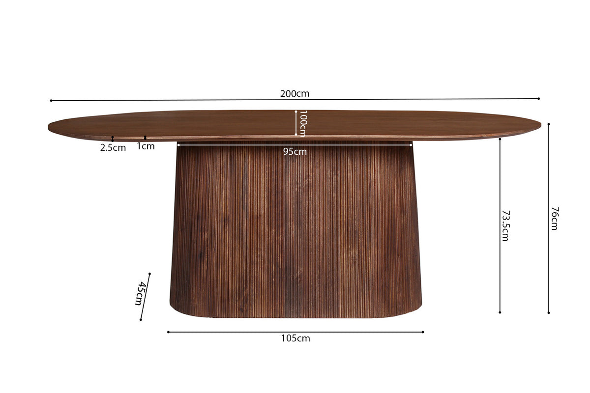 Rousseau - Table Miguel 200 cm Ovale Manguier Marron clair - 76x200x100 cm