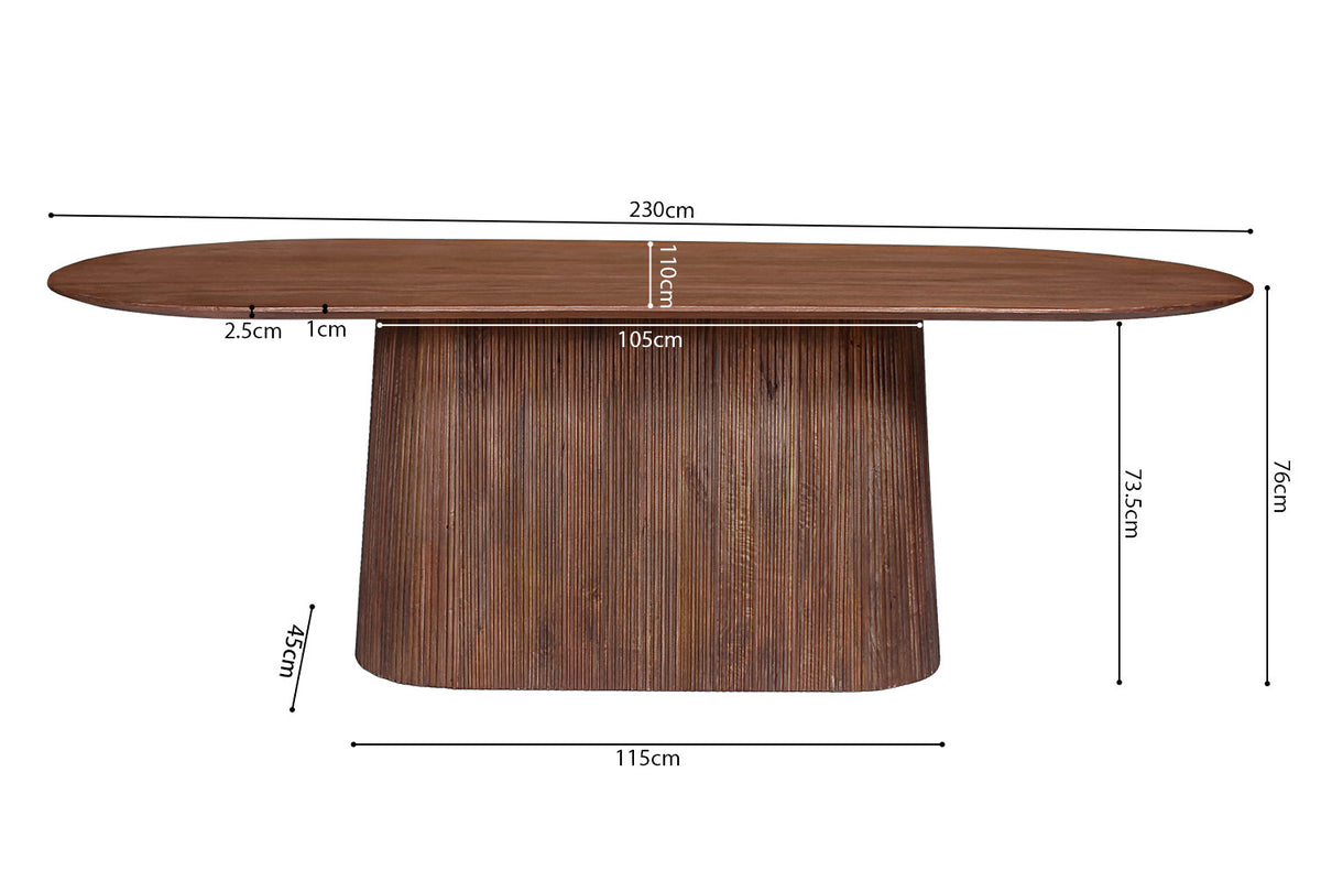 Rousseau - Table Miguel 230 cm Ovale Manguier Marron clair - 76x230x110 cm