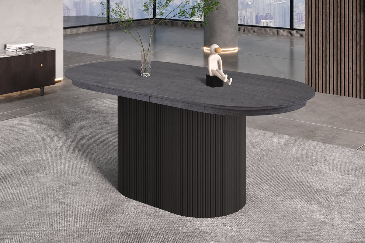 Rousseau - Uitschuifbare tafel Lagos 180-220 cm Ovaal Decor Donkerbruin - 75x220x110 cm