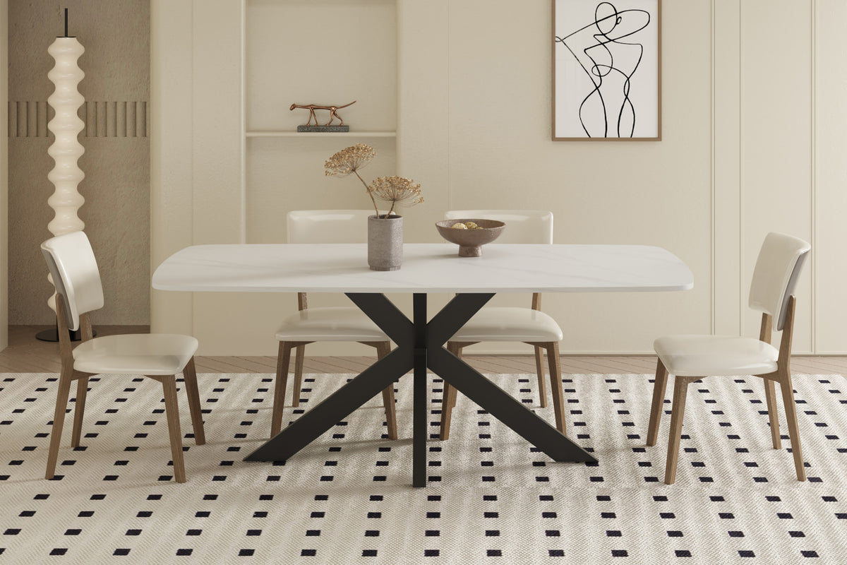 Rousseau - Table Apollo 180 cm Danois Ovale Pierre Blanc - 76x180x90cm