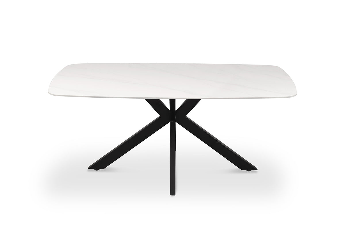 Rousseau - Table Apollo 180 cm Danois Ovale Pierre Blanc - 76x180x90cm