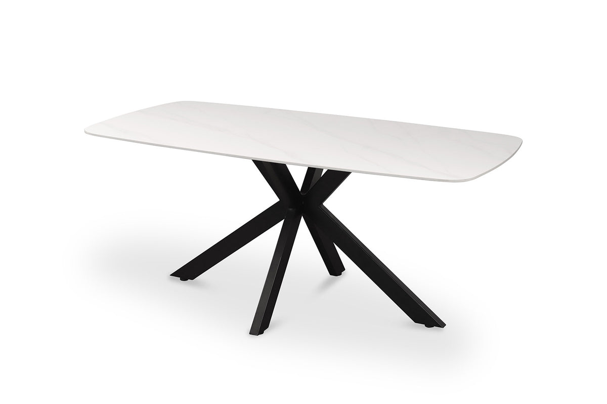 Rousseau - Table Apollo 180 cm Danois Ovale Pierre Blanc - 76x180x90cm