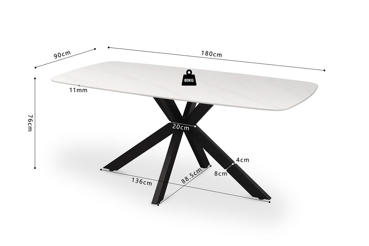 Rousseau - Table Apollo 180 cm Danois Ovale Pierre Blanc - 76x180x90cm
