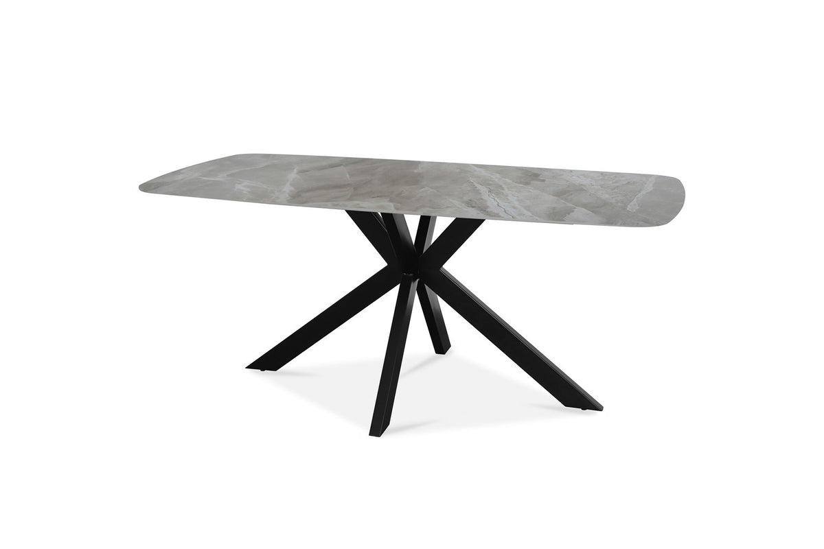 Rousseau - Tafel Apollo 180 cm Deens Ovaal Glanzend Steen Italian Grijs - 76x180x90cm