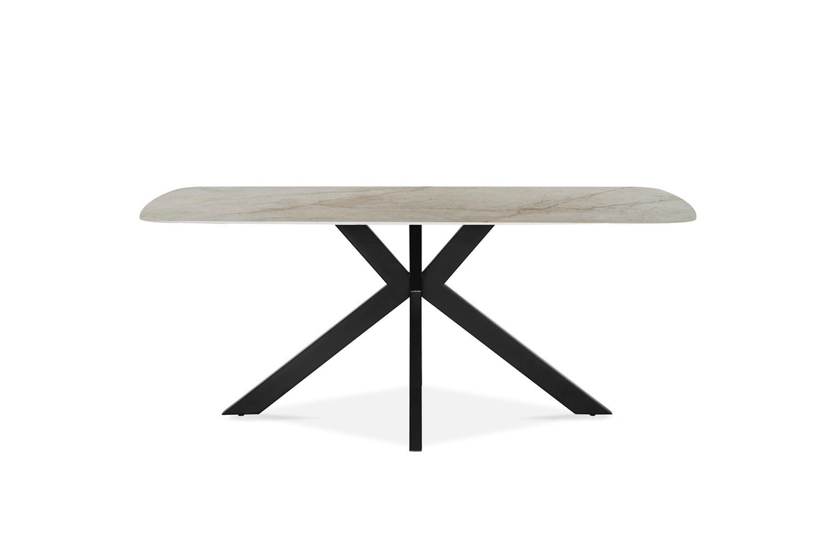 Rousseau - Table Apollo 180 cm Ovale Danois Pierre Brillante Shakespeare Beige - 76x180x90cm