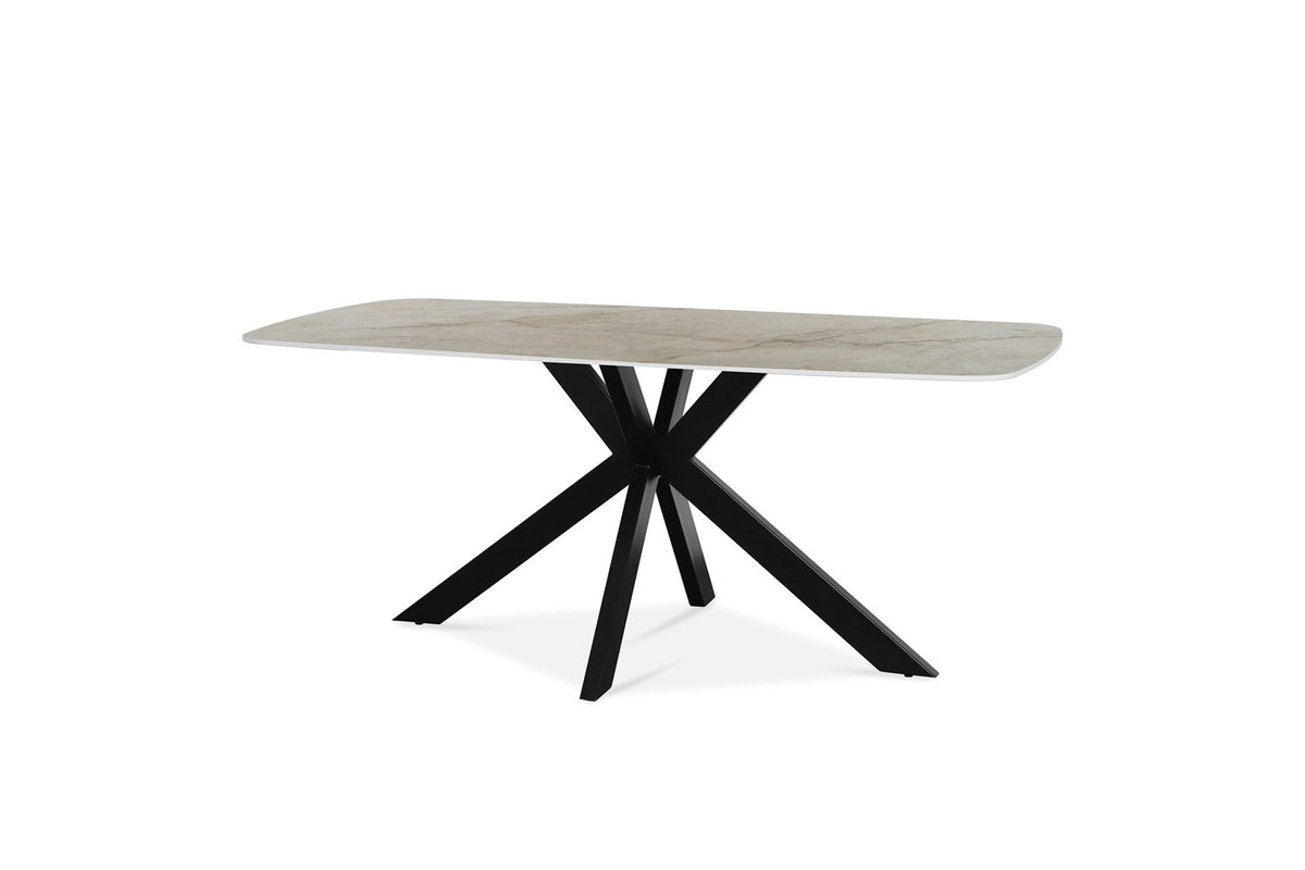 Rousseau - Table Apollo 180 cm Ovale Danois Pierre Brillante Shakespeare Beige - 76x180x90cm