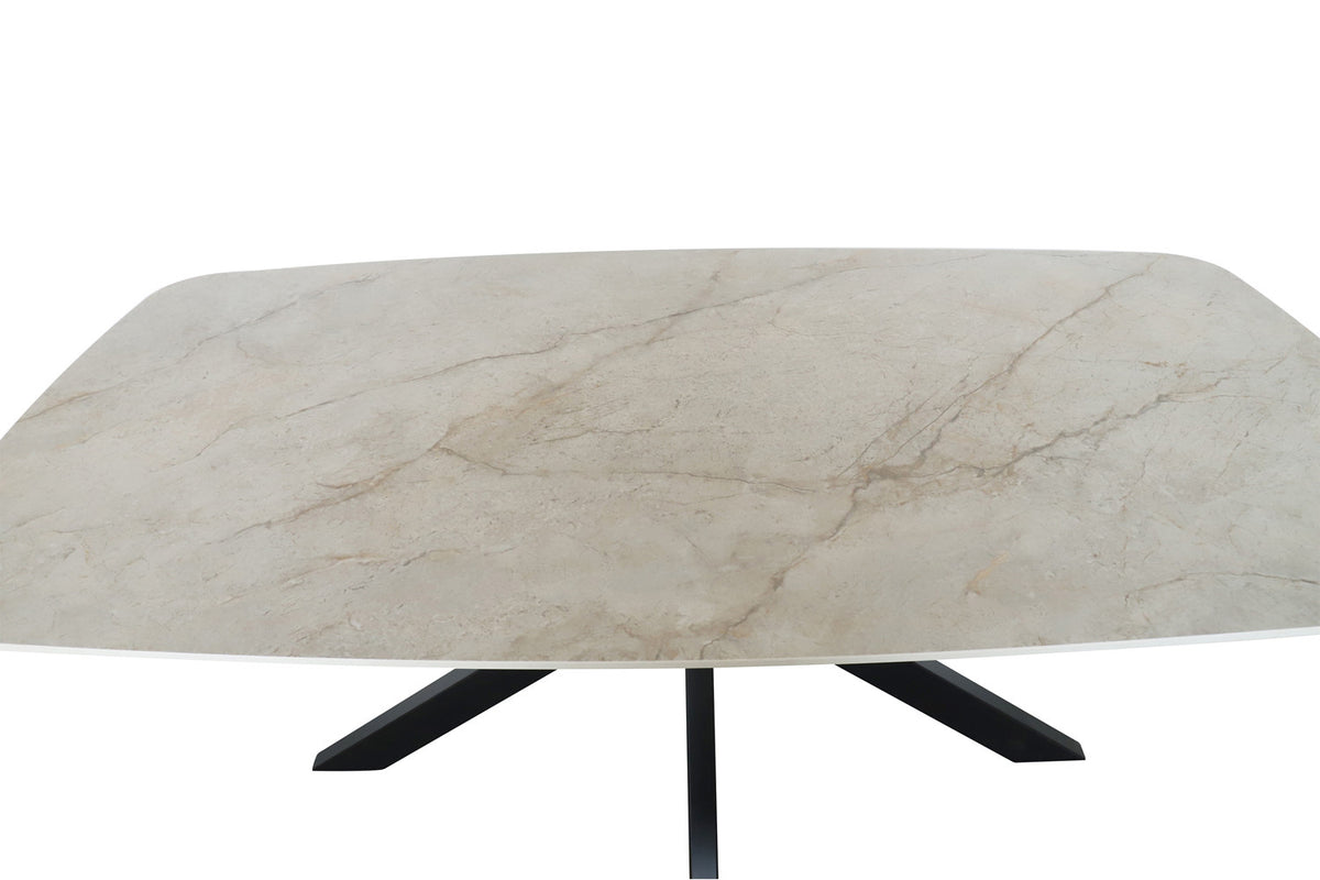 Rousseau - Table Apollo 180 cm Ovale Danois Pierre Brillante Shakespeare Beige - 76x180x90cm