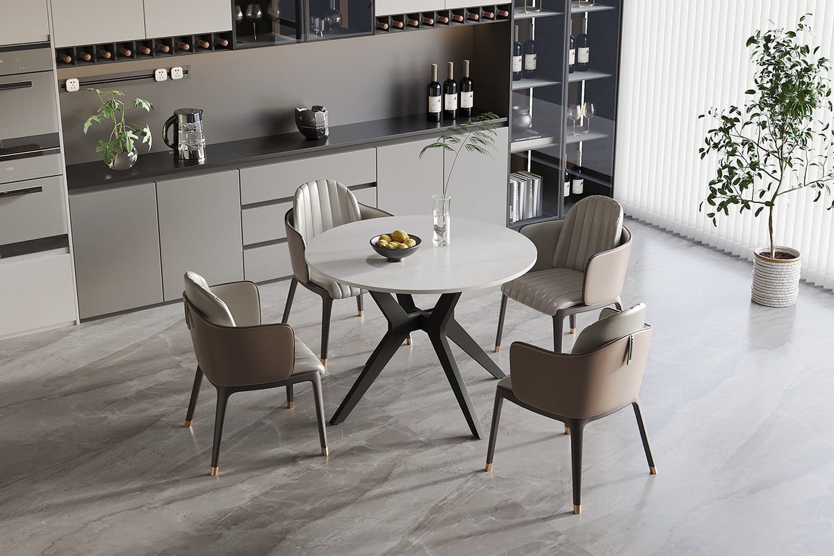 Rousseau - Tafel Apollo 110 cm Rond Glanzend Steen Snow Wit - 75.5x110x110cm