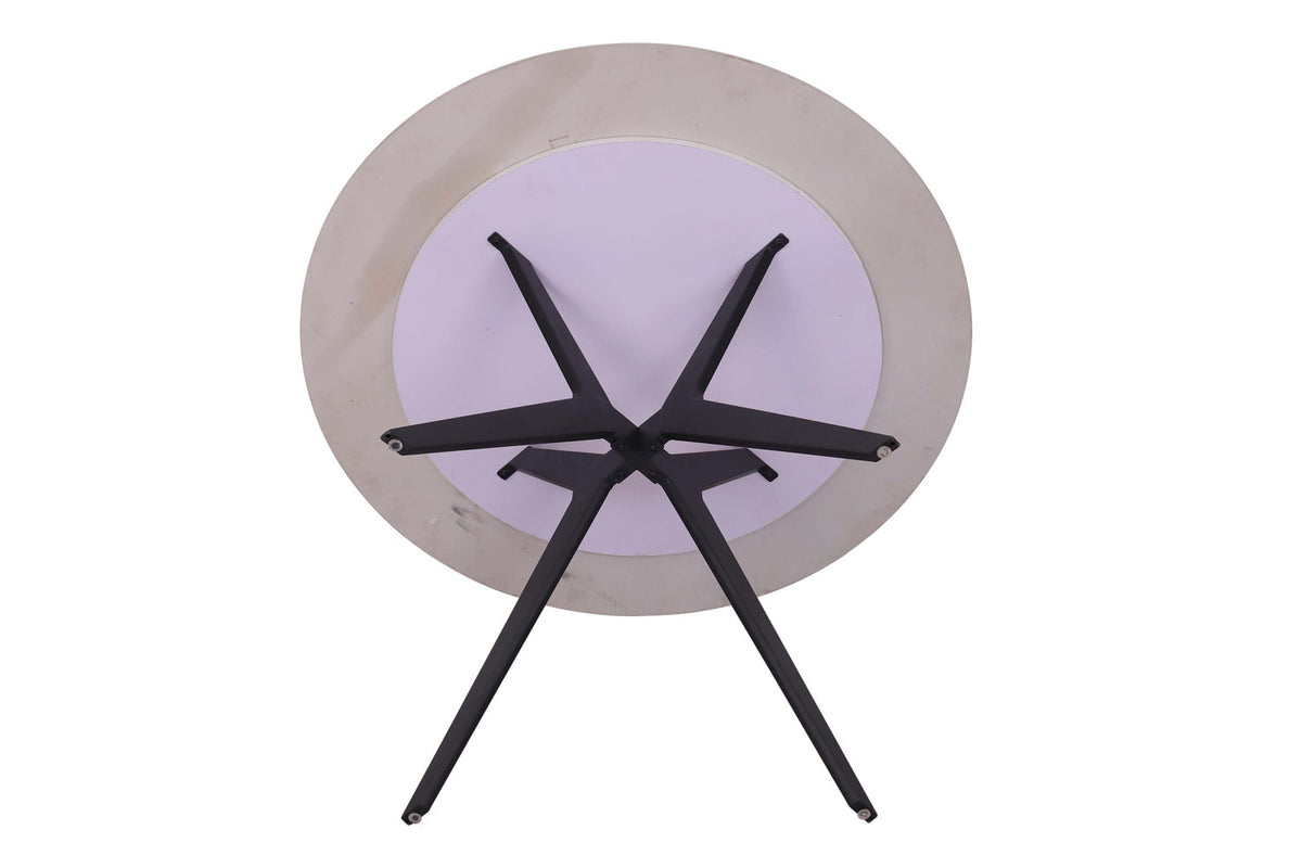 Rousseau - Table Apollo 110 cm Ronde Pierre Brillante Blanc Neige - 75.5x110x110cm