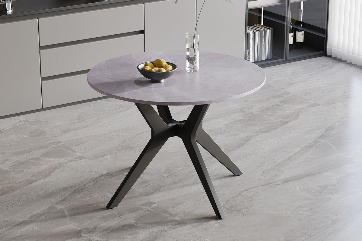 Rousseau - Tafel Apollo 110 cm Rond Glanzend Steen Italian Grijs - 75.5x110x110cm