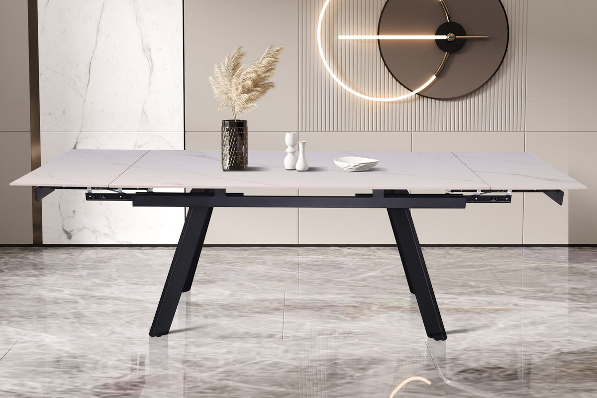 Rousseau - Table extensible Hera 160-240 cm Rectangulaire Pierre Blanc - 76x240x90cm
