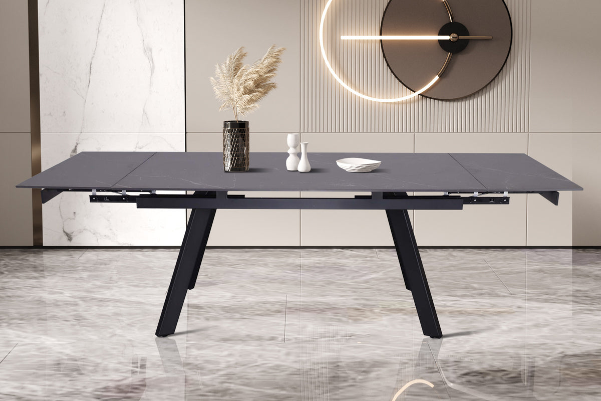 Rousseau - Uitschuifbare tafel Hera 160-240 cm Rechthoekig Steen Zwart - 76x240x90cm