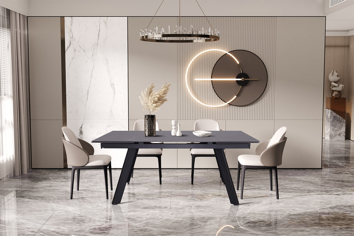 Rousseau - Uitschuifbare tafel Hera 160-240 cm Rechthoekig Steen Zwart - 76x240x90cm