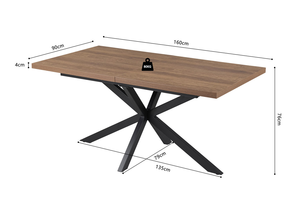Rousseau - Uitschuifbare tafel Kos 160-200 cm Donkerbruin - 76x200x90 cm