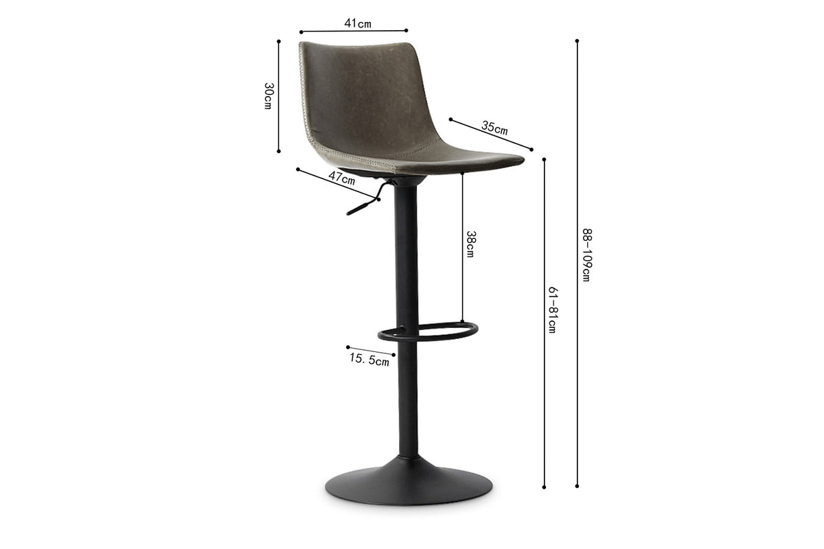 Rousseau - Barstoel Trevi PU Grijs - 88x41x47 cm