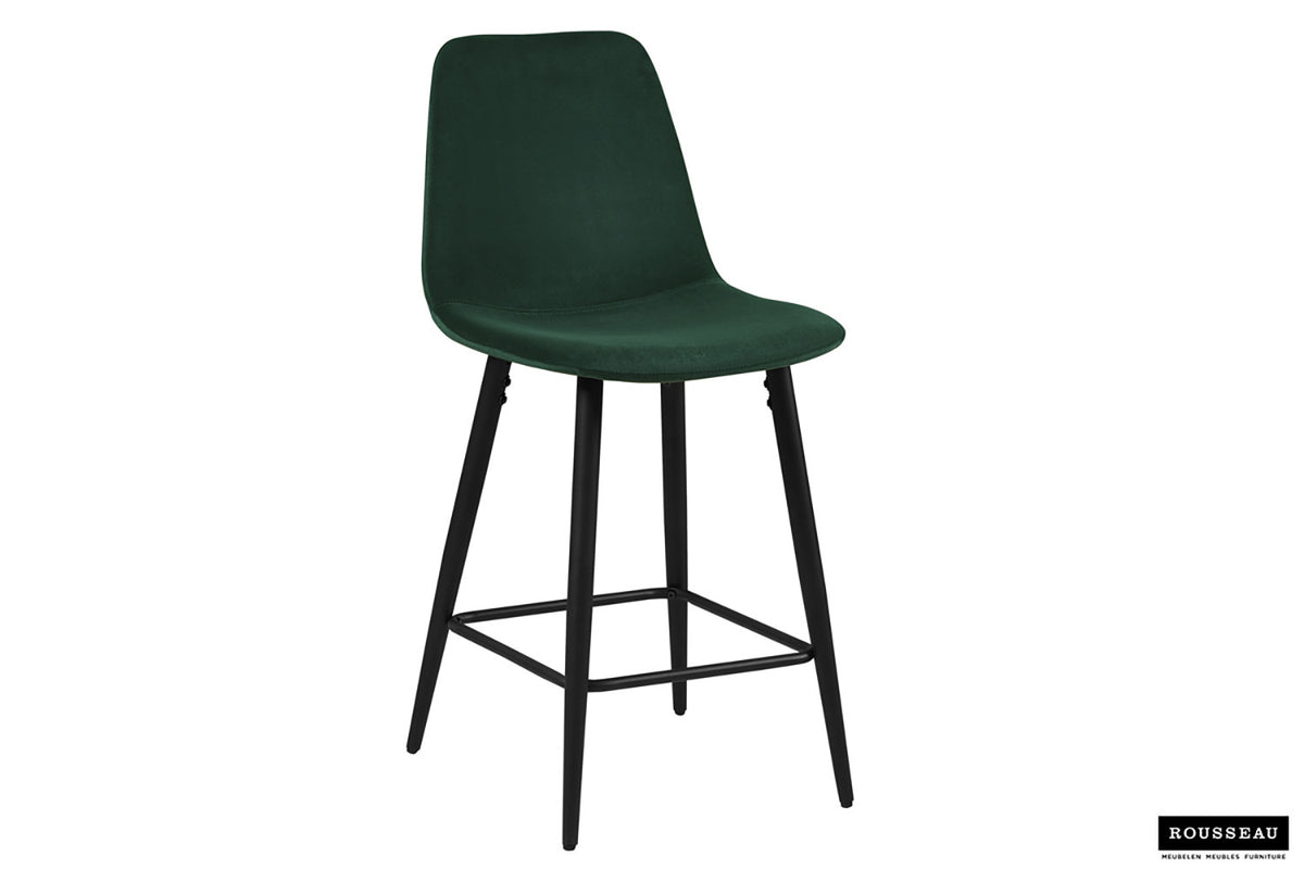 Rousseau - Barstoel Boy Fluweel Groen - 98x42x51.5 cm