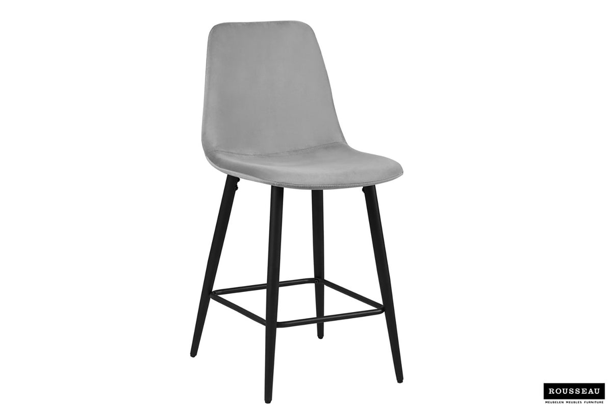 Rousseau - Barstoel Boy Fluweel Grijs - 98x42x51.5 cm