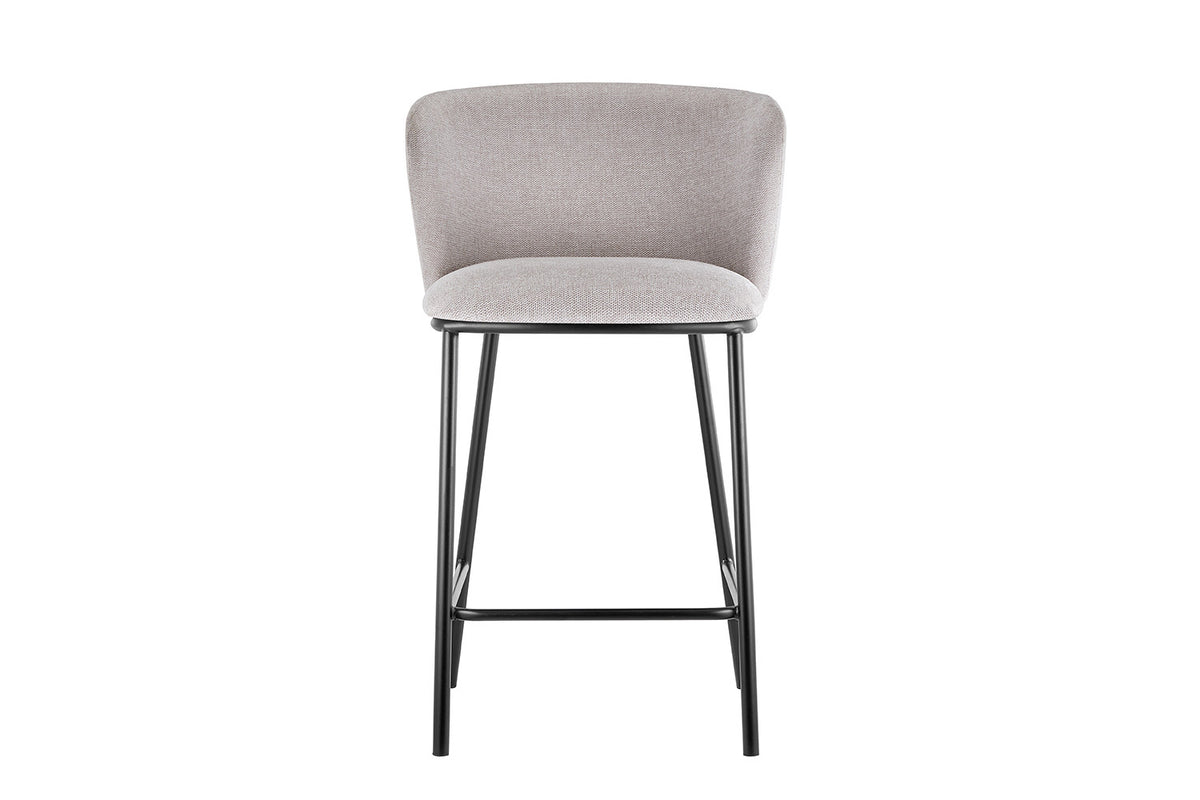 Rousseau - Chaise de Bar Arthur Tissu Beige - 88,5x53x50,5 cm