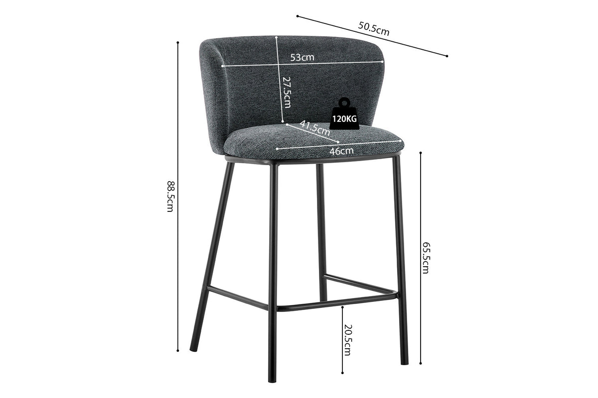 Rousseau - Barstoel Arthur Stof Donkergrijs - 88.5x53x50.5 cm