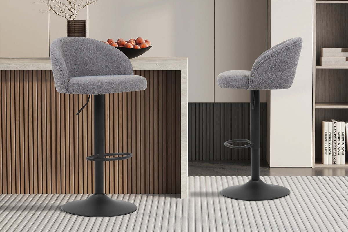 Rousseau - Barstoel Arda Boucle - Lichtgrijs - 86x49x46 cm