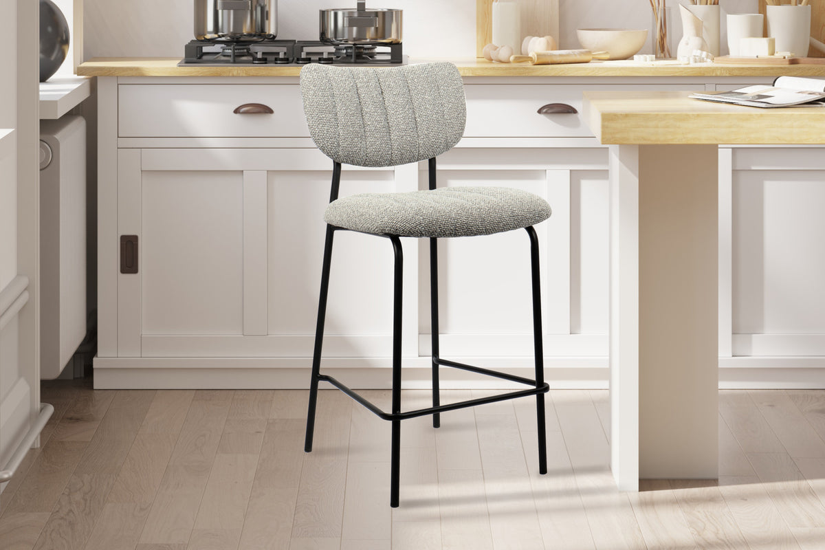 Rousseau - Barstoel Antura Stof Lichtgrijs - 97x46x53 cm