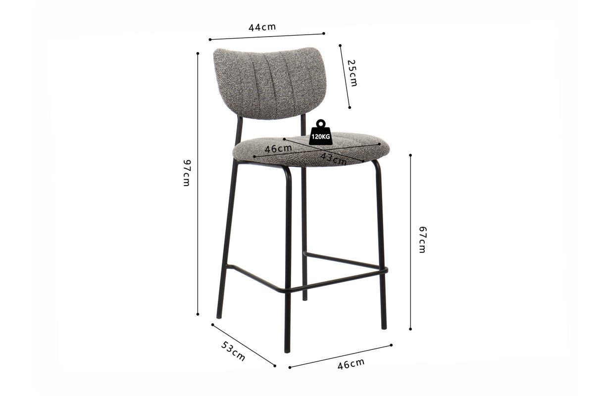 Rousseau - Barstoel Antura Stof Donkergrijs - 97x46x53 cm