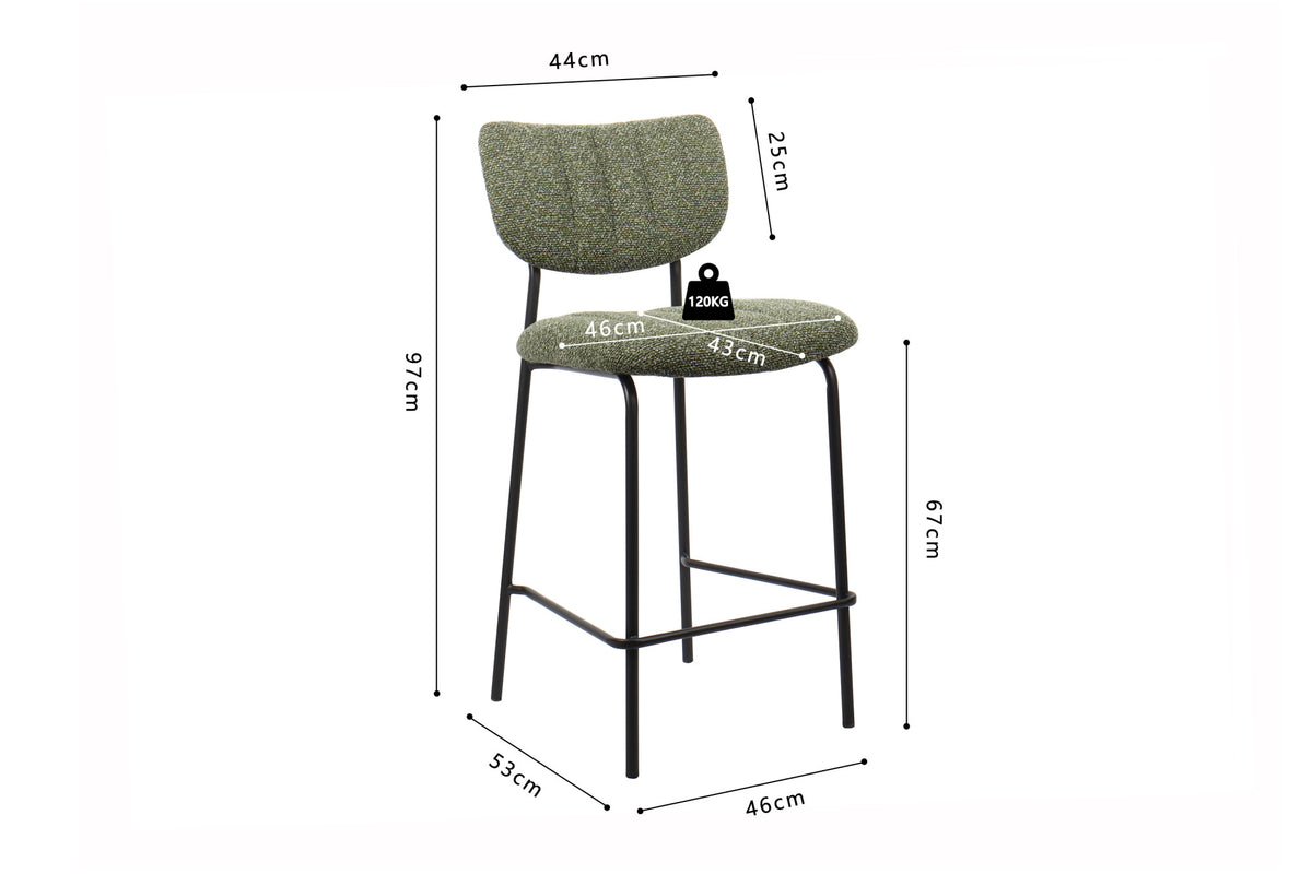 Rousseau - Chaise de bar Antura Tissu Vert - 97x46x53 cm