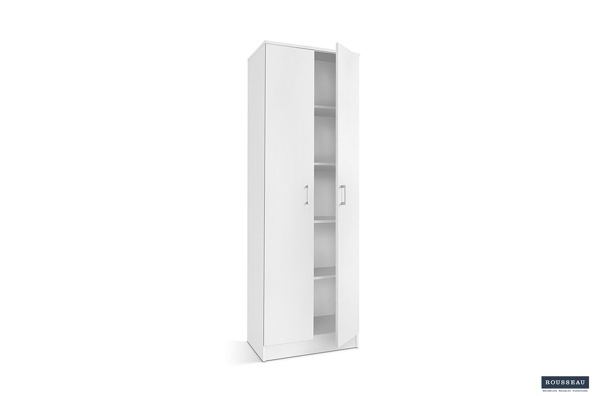 Rousseau - Opbergkast Ray 2 deuren en 4 legplanken Wit - 180x60x40 cm