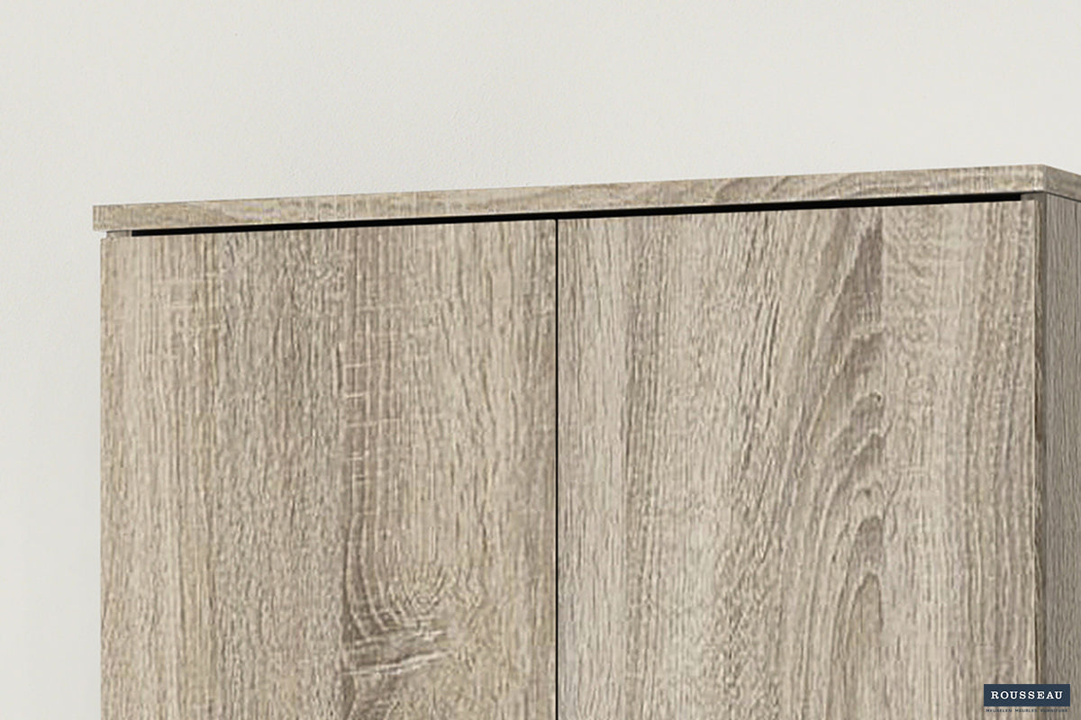 Rousseau - Meuble de rangement Ray 2 portes et 4 étagères Sonoma - 180x60x40 cm