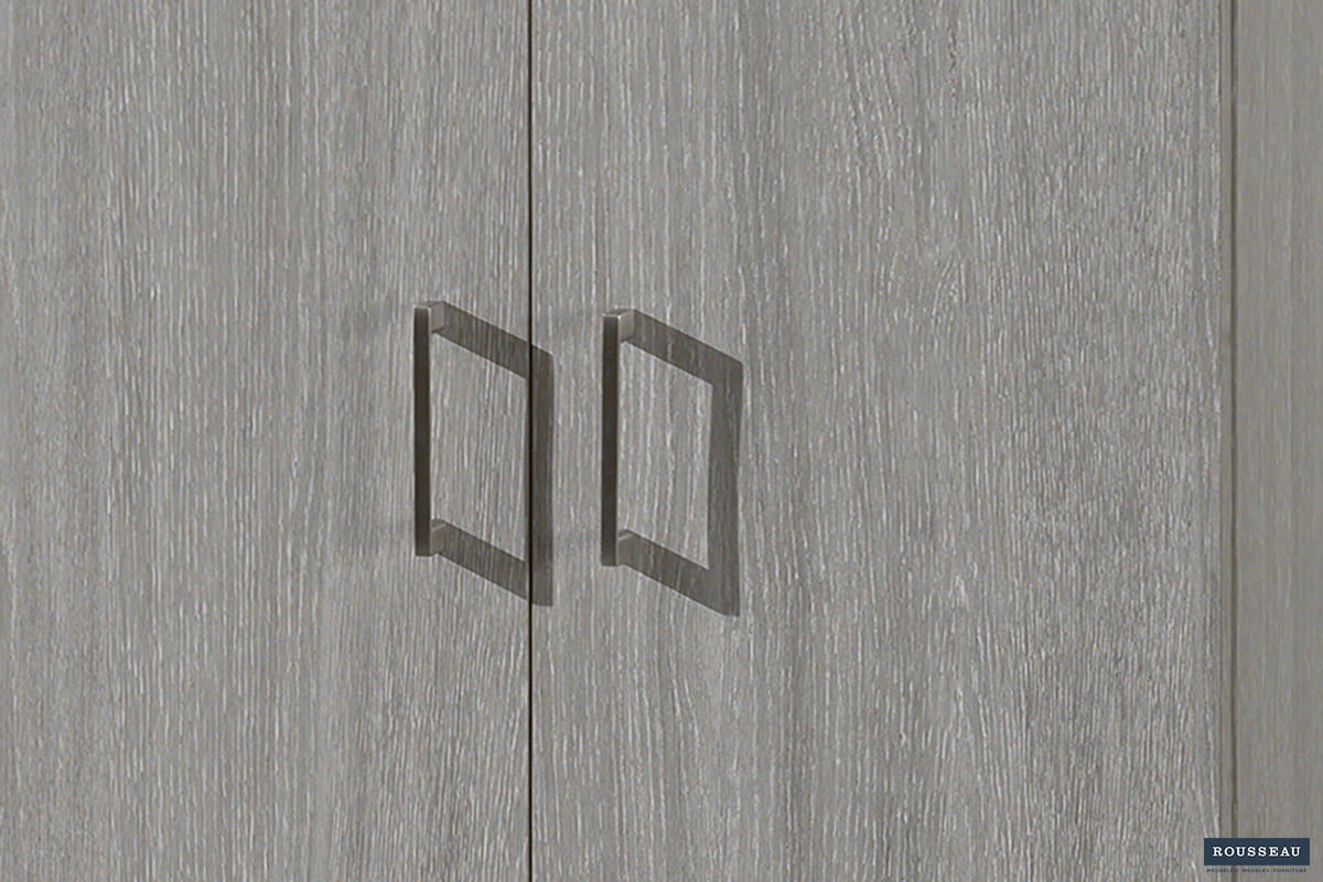 Rousseau - Meuble de rangement Ray 2 portes et 4 étagères Chêne gris - 180x60x40 cm
