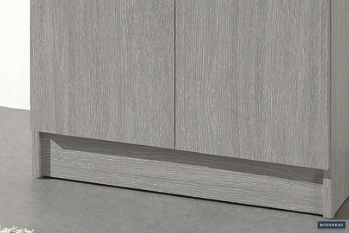 Rousseau - Meuble de rangement Ray 2 portes et 4 étagères Chêne gris - 180x60x40 cm