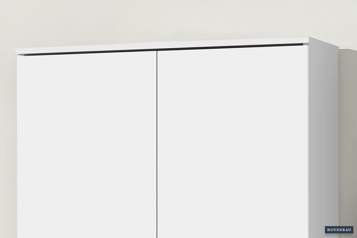 Rousseau - Opbergkast Ray 2 deuren en 4 legplanken Wit - 180x80x40 cm