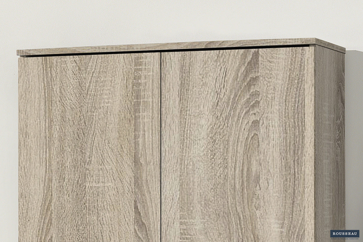 Rousseau - Meuble de rangement Ray 2 portes et 4 étagères Sonoma - 180x80x40 cm
